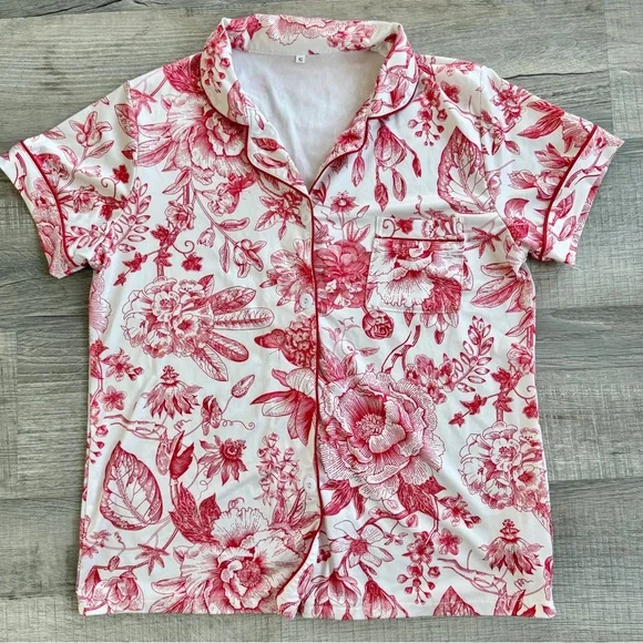 Floral Print Pajama Set, Short Sleeve Top & Shorts (size S) - Picture 5 of 8